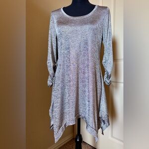 Grace Elements Beautiful Grey Silver /Metallic Long Stretch Top